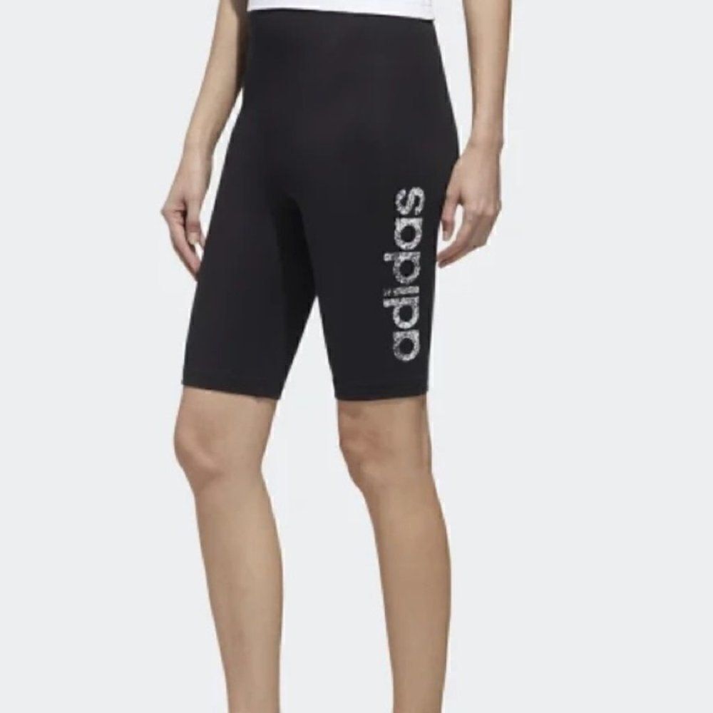 Adidas Spell Out black high waisted biker short XS